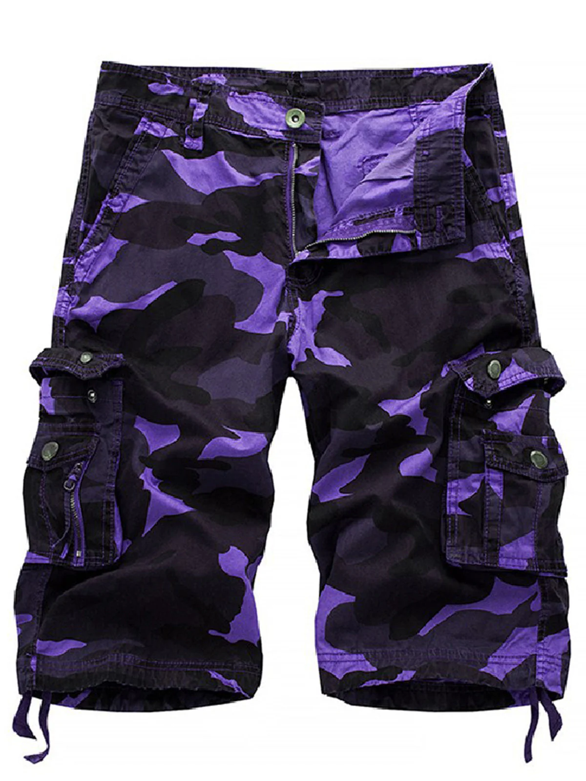Short camouflage décontracté en coton de couleur unie de grande taille pour hommes – Image 5
