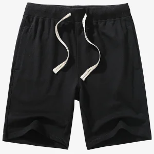 Pantalon de survêtement en coton pour hommes, décontracté, couleur unie, respirant, Sport court, été