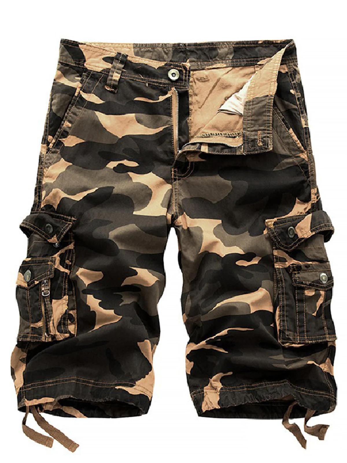 Short camouflage décontracté en coton de couleur unie de grande taille pour hommes – Image 4
