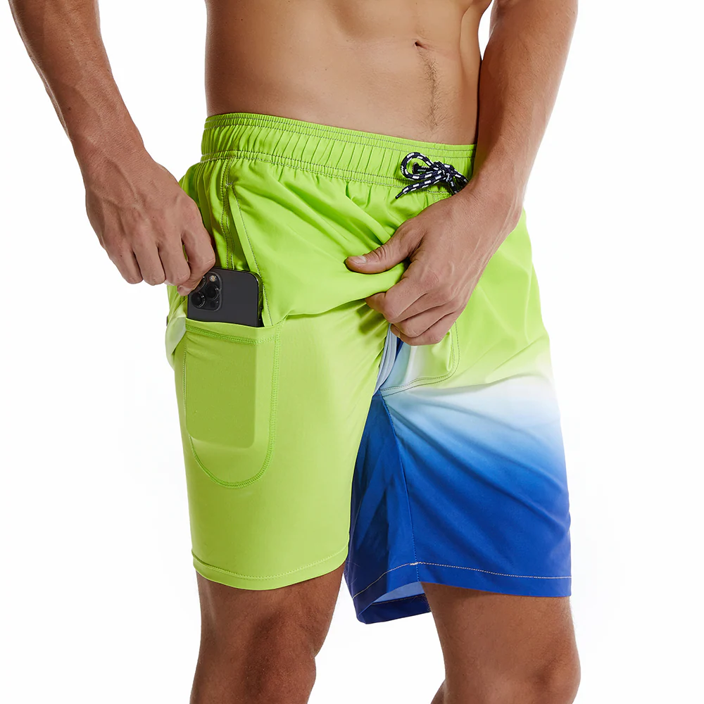 Feuilles tropicales et shorts de plage rayés à séchage rapide pour hommes – Image 6