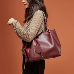 Sac de Cours Femme Élégant – Tote Bag Grande Capacité en Cuir