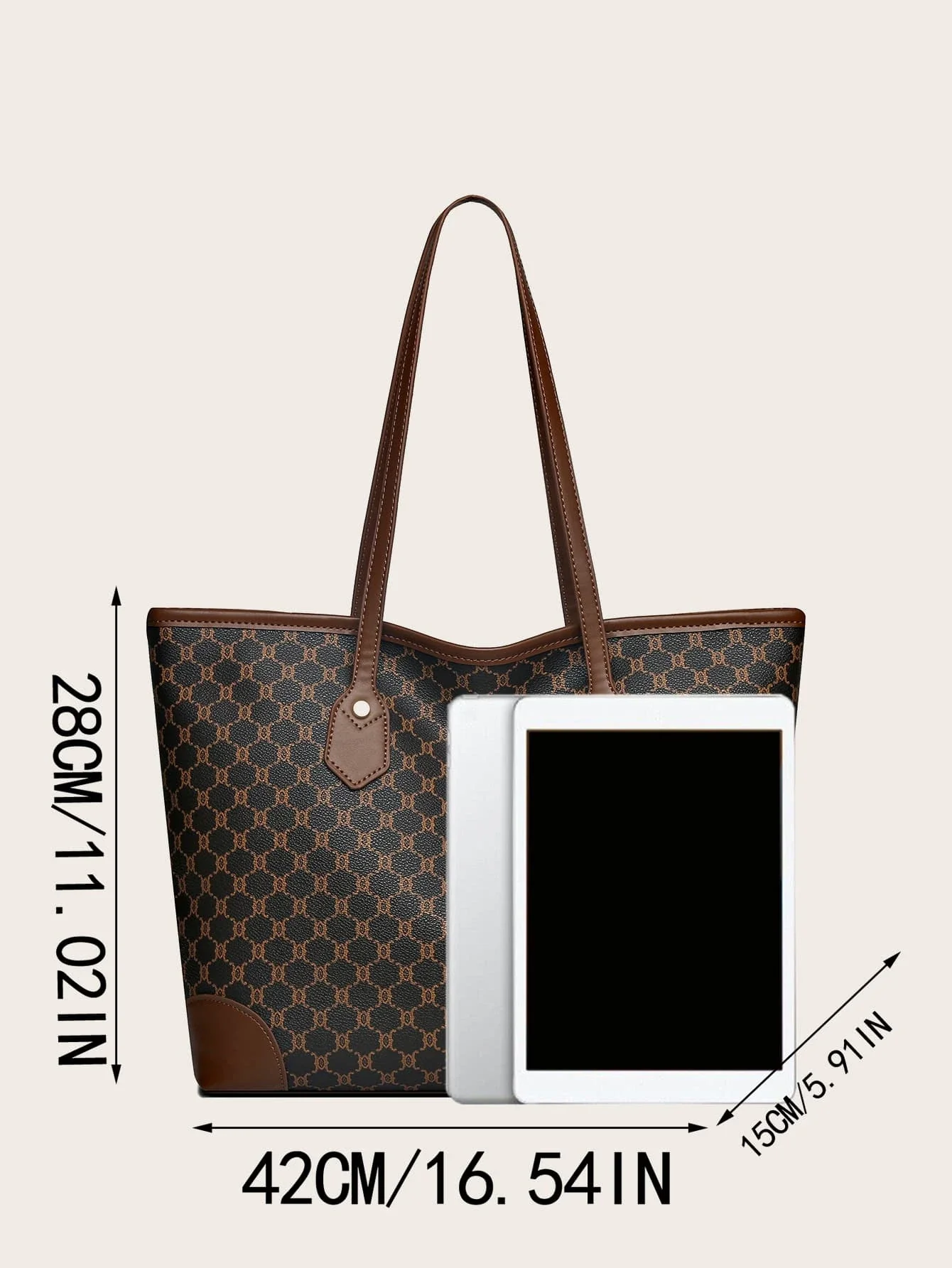 Sac fourre-tout à épaule motif géométrique – Image 6