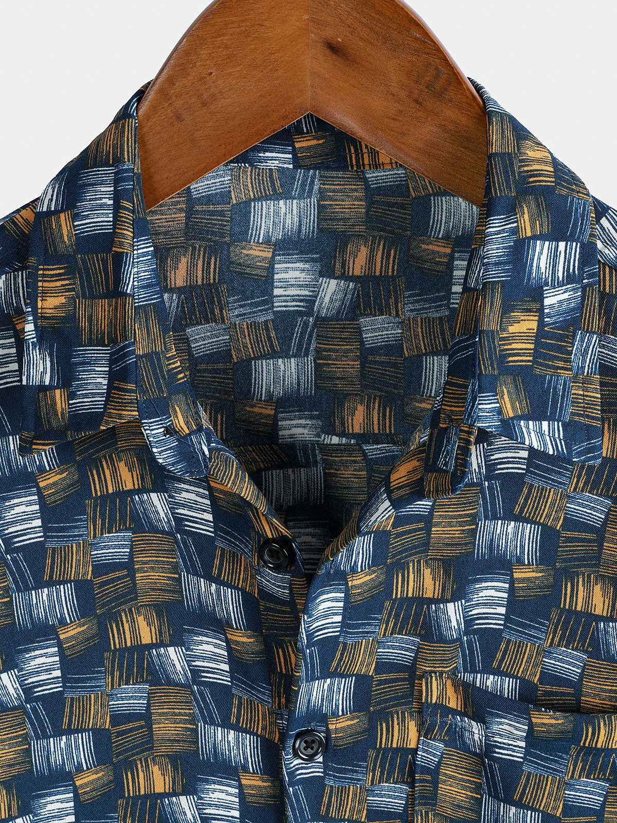 Chemise d'été décontractée à manches courtes pour homme, style rétro, bleu – Image 2