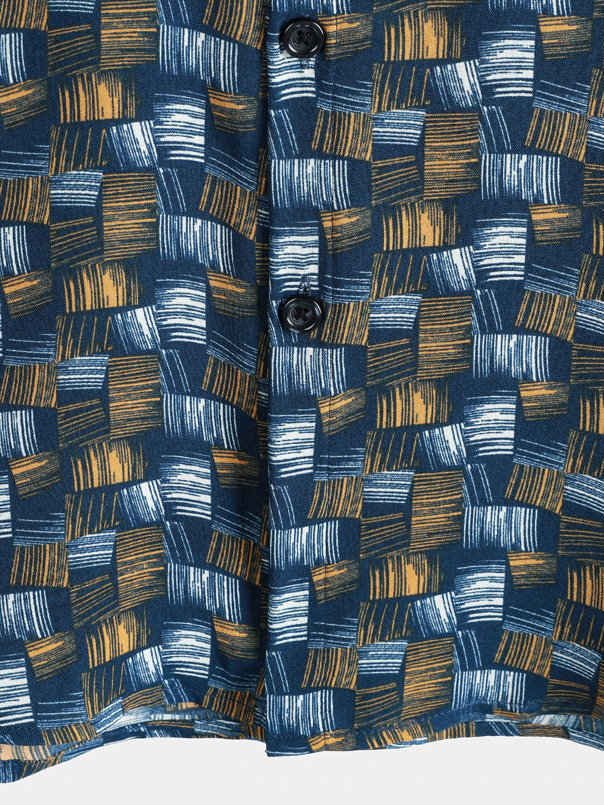 Chemise d'été décontractée à manches courtes pour homme, style rétro, bleu – Image 5