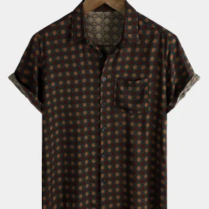 Chemise d'été décontractée à manches courtes pour homme, style vintage, pour la plage
