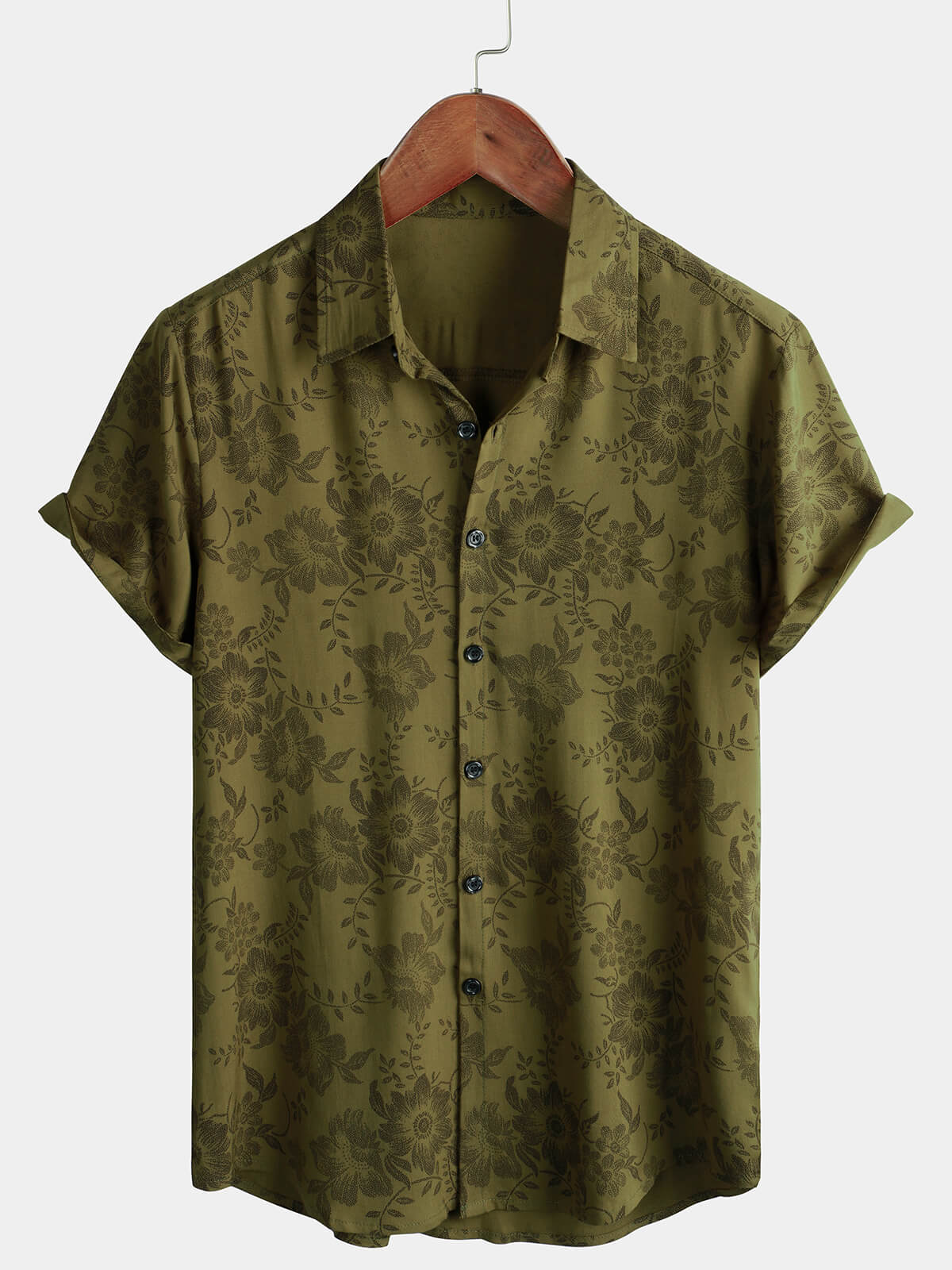 Lot de 3 | Chemise boutonnée à manches courtes respirante à imprimé floral vintage pour hommes – Image 3