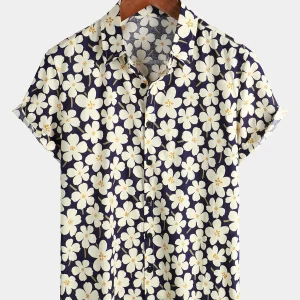 Chemise décontractée à manches courtes à imprimé floral pour hommes