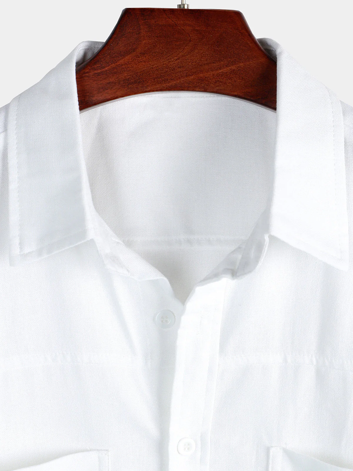 Chemise à manches courtes en coton et lin avec poches poitrine pour hommes – Image 3