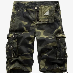Short camouflage décontracté en coton de couleur unie de grande taille pour hommes