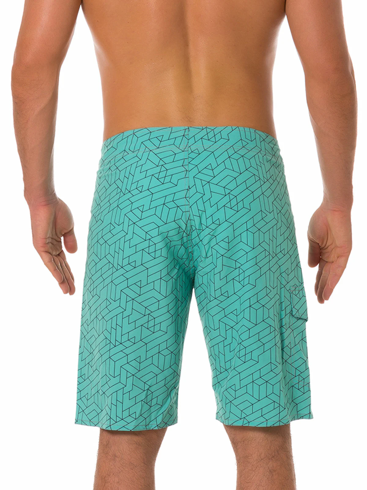 Short hawaïen décontracté à taille plate vert clair pour hommes – Image 2