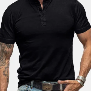 T-shirt d'été à manches courtes en coton respirant et décontracté pour hommes