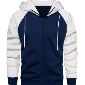 Sweat à capuche zippé à capuche avec fermeture éclair intégrale pour homme