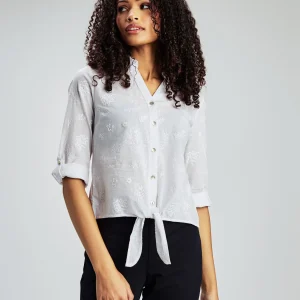 Blouse à manches 3/4 avec boutons