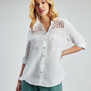 Blouse ample à manches 3/4 avec boutons