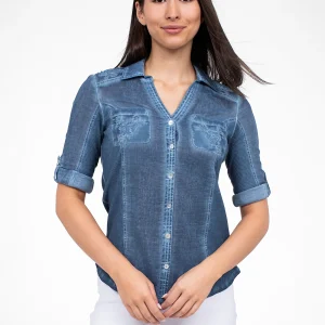 Blouse à manches 3/4 avec boutons