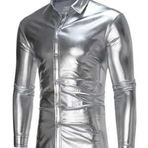 Chemise à manches longues en cuir cool pour homme