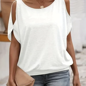 Jane|T-shirt uni à manches courtes fendues