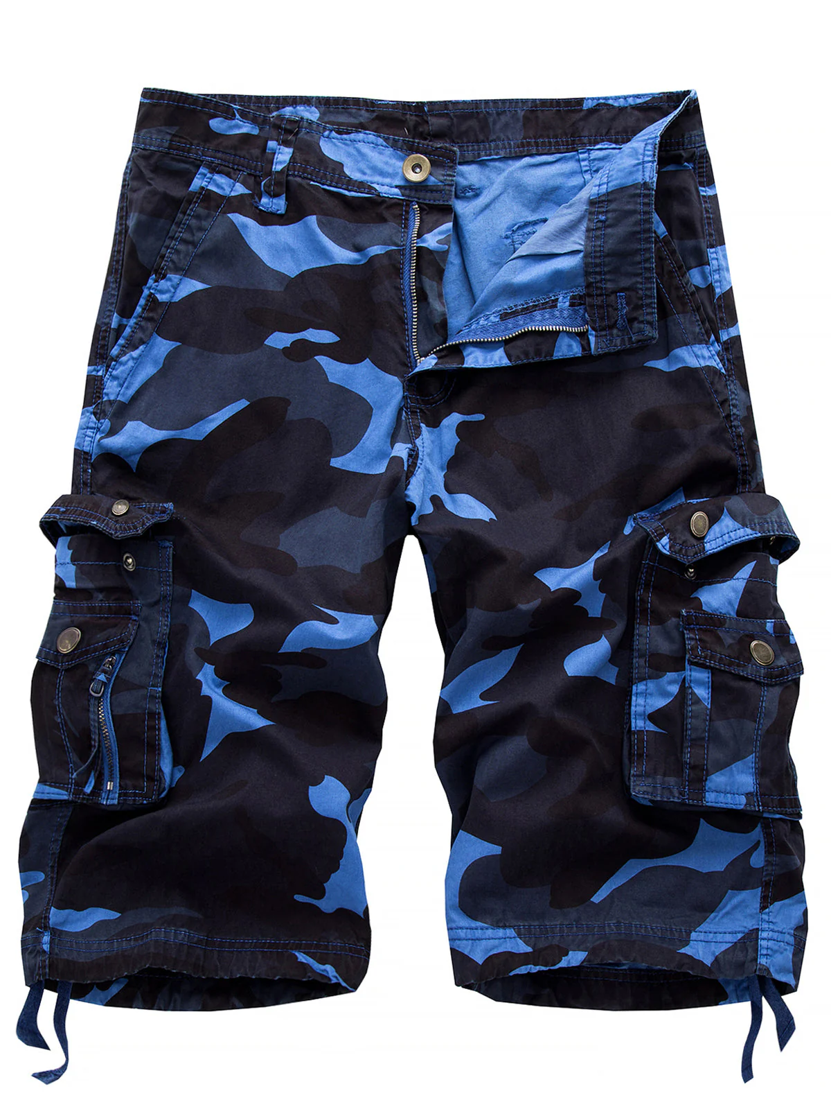 Short camouflage décontracté en coton de couleur unie de grande taille pour hommes – Image 8