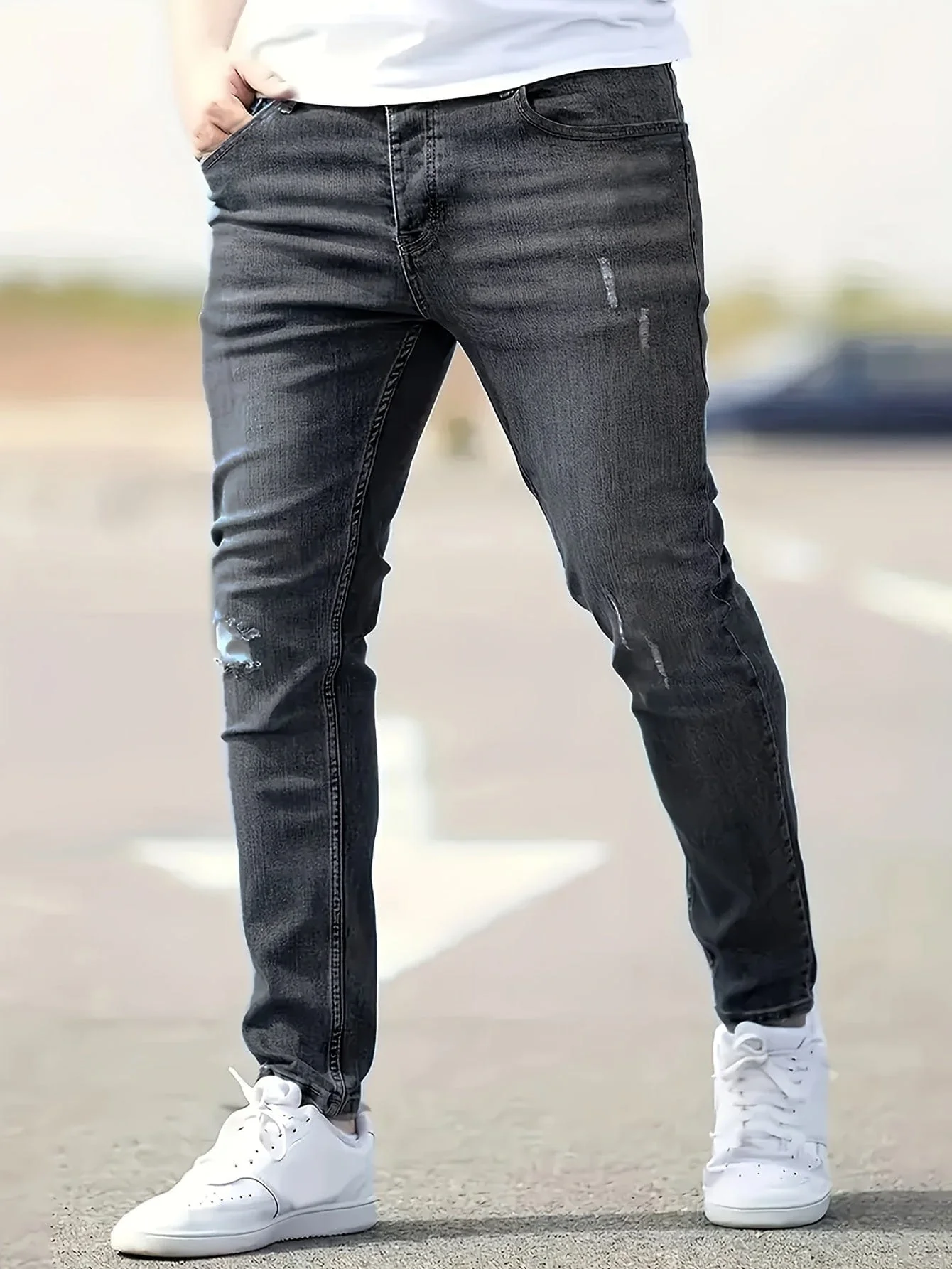 Alex|Jean slim extensible pour homme - Style déchiré – Image 8