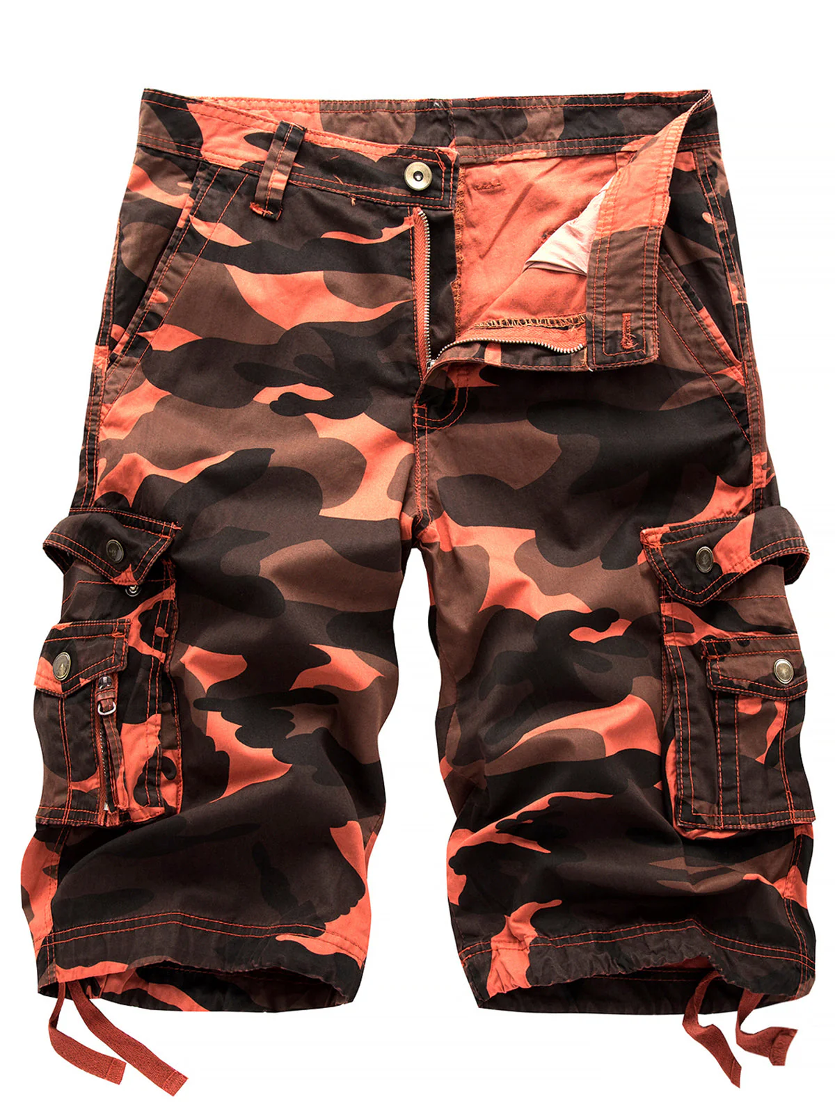 Short camouflage décontracté en coton de couleur unie de grande taille pour hommes – Image 7