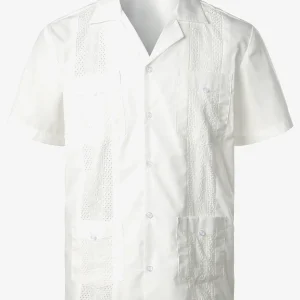 Chemisette à tissage jacquard en coton de couleur unie