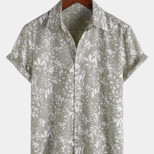 Chemise boutonnée vintage à manches courtes pour homme