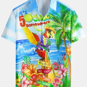 Chemise hawaïenne à manches courtes pour homme L’heure de l’apéro partout et toujours