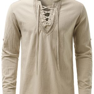 Chemise à manches longues pour homme, style pirate, viking, gothique, steampunk, rétro, Halloween