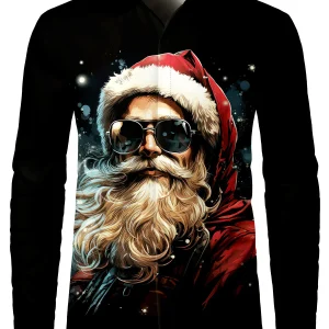 Chemise de Noël Homme Père Noël Cool Manches Longues