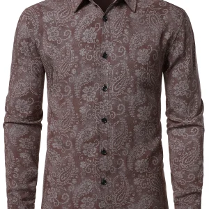 Chemise à manches longues vintage à imprimé cachemire pour homme