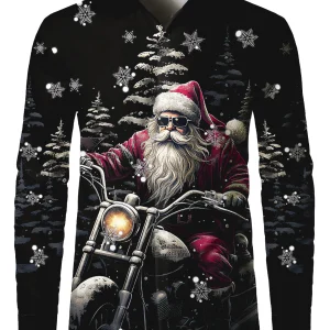Chemise de Noël Homme Père Noël Cool Moto