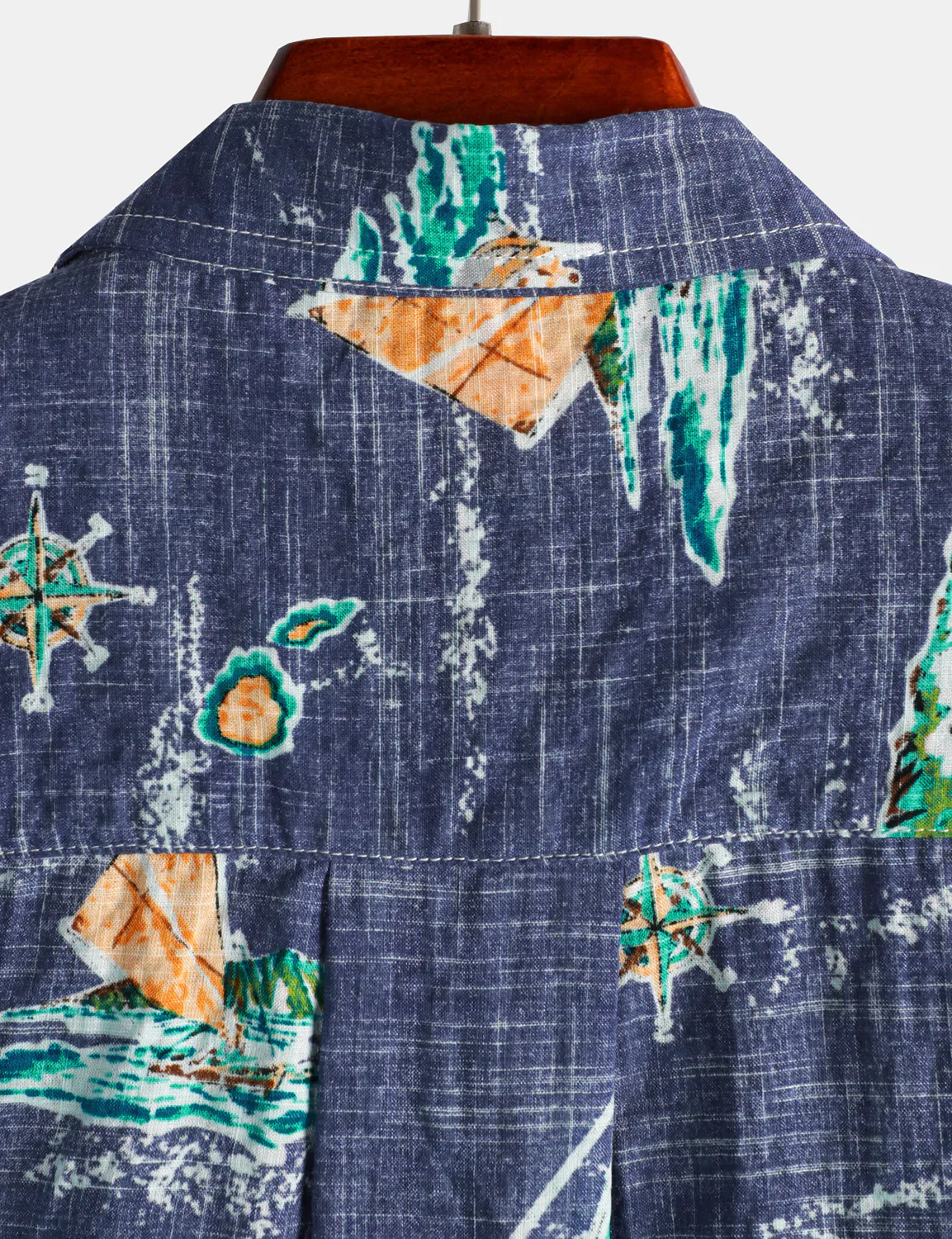 Chemise Aloha à manches courtes pour homme en coton bleu marine îles hawaïennes croisière plage boutonnée – Image 6