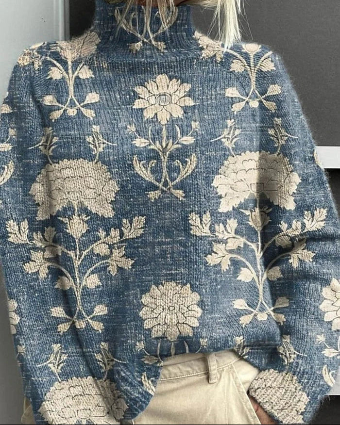 Diane | Pull à Col Roulé Loose-Fit pour Femme avec Imprimé Artistique – Image 4