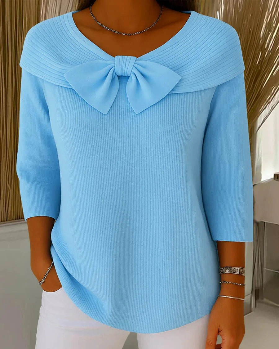 Élise | Pull Femme Élégant à Nœud, Coupe Ajustée et Manches Longues