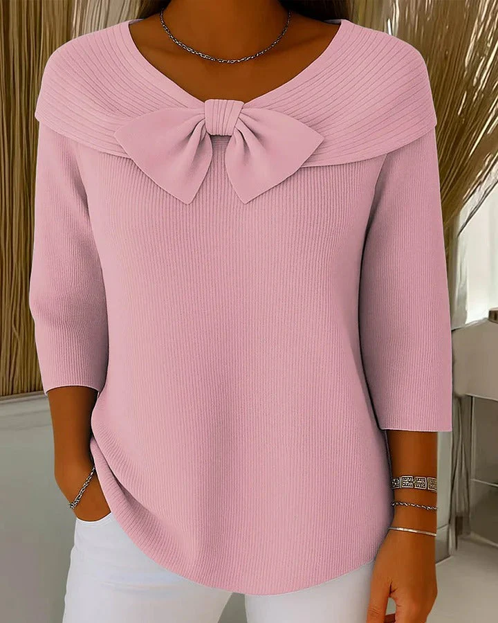 Élise | Pull Femme Élégant à Nœud, Coupe Ajustée et Manches Longues – Image 2