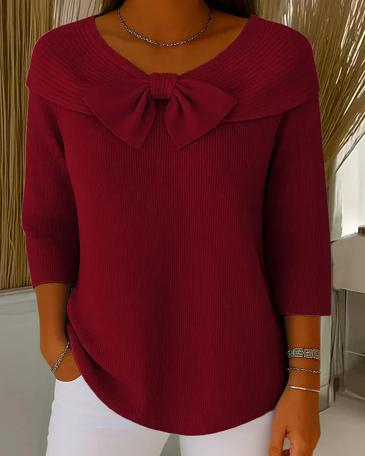 Élise | Pull Femme Élégant à Nœud, Coupe Ajustée et Manches Longues – Image 4