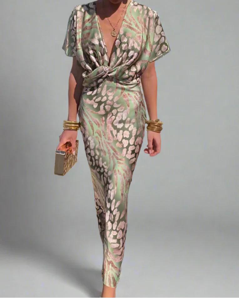 Clara | Robe Longue Élégante à Décolleté Croisé pour Femme