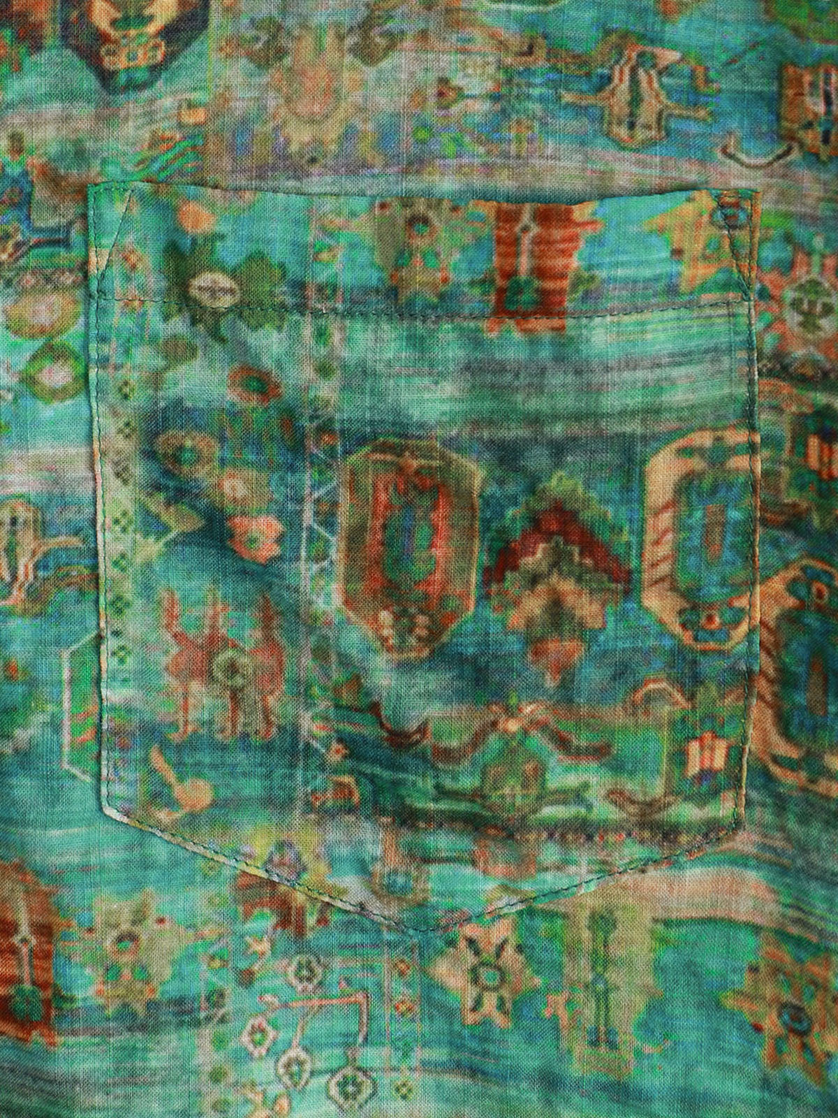 Chemise boutonnée respirante à manches courtes pour homme, style vintage vert – Image 4