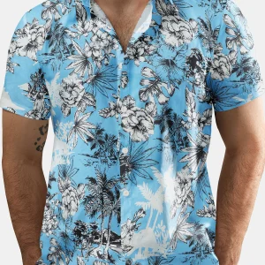 Chemise hawaïenne boutonnée à manches courtes pour hommes, vacances d'été, imprimé Tropical