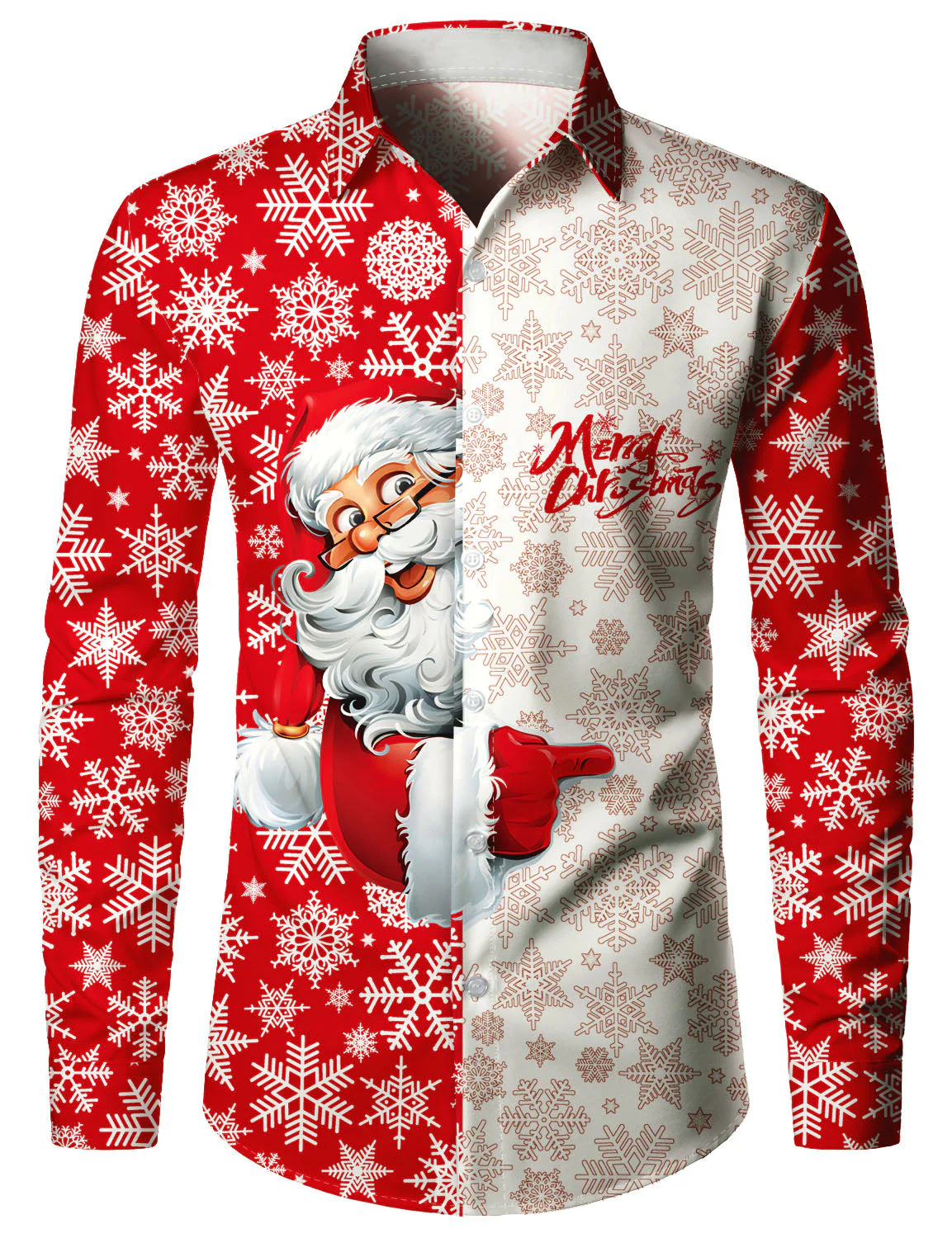 Lot de 2 | Chemises à manches longues pour hommes avec motifs drôles de père Noël et flocons de neige pour Noël – Image 2