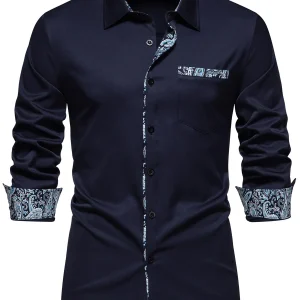 Chemise à manches longues à imprimé cachemire pour homme