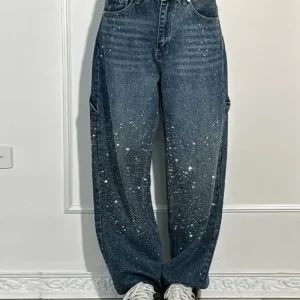 Ysolde | Chic Ballon Jeans Femme avec Détails Carpenter et Paillettes