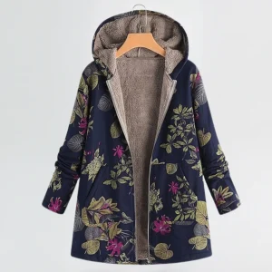 Léa | Élégante Veste Femme Hiver à Motif Floral Vintage
