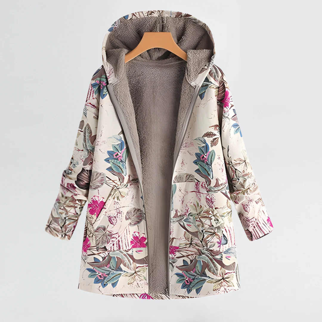 Léa | Élégante Veste Femme Hiver à Motif Floral Vintage – Image 3