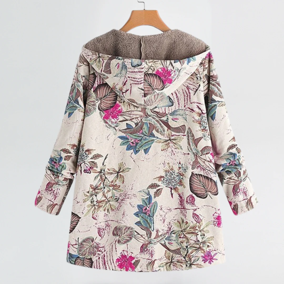 Léa | Élégante Veste Femme Hiver à Motif Floral Vintage – Image 4