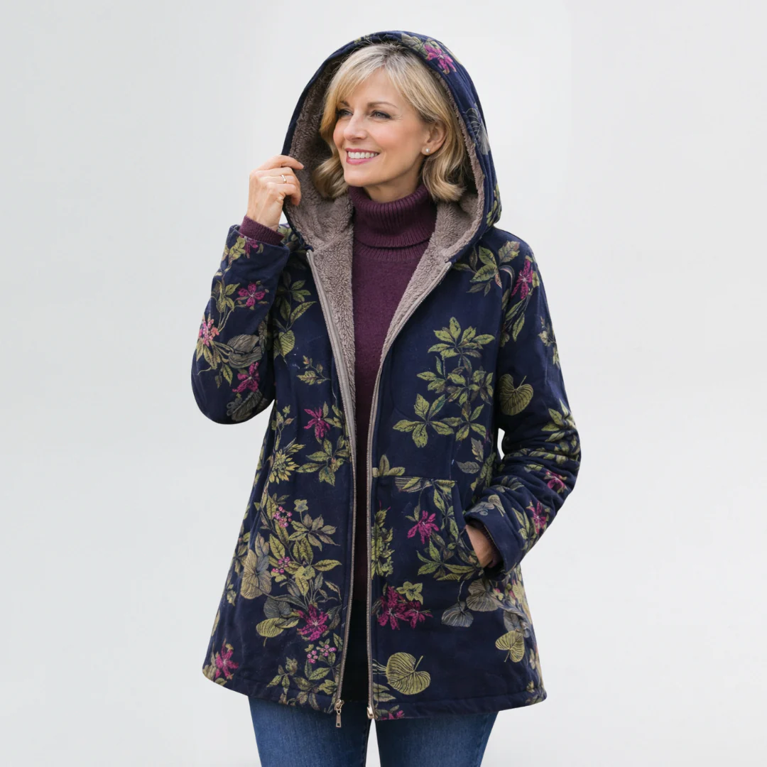 Léa | Élégante Veste Femme Hiver à Motif Floral Vintage – Image 5