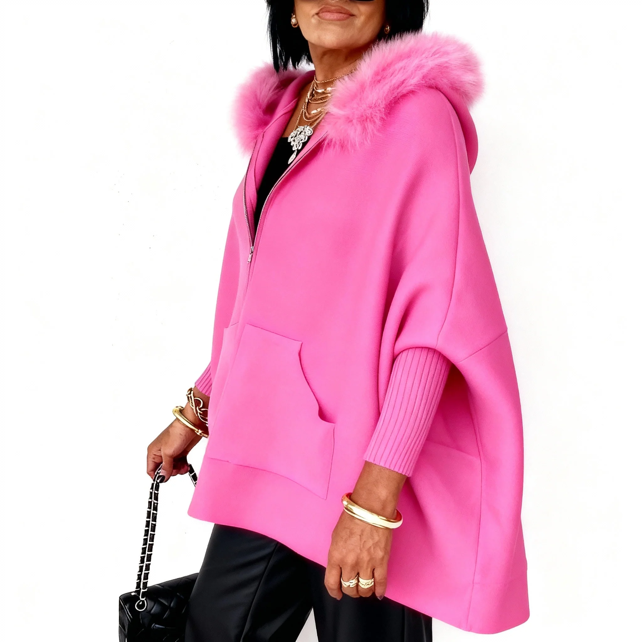 Irene | Manteau Hiver Femme Élégant avec Capuche en Fausse Fourrure – Image 2