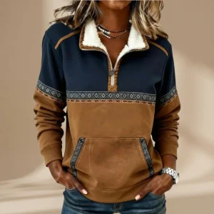 Rosa | Pull Femme Confortable Demi-Zippé Décontracté avec Poche