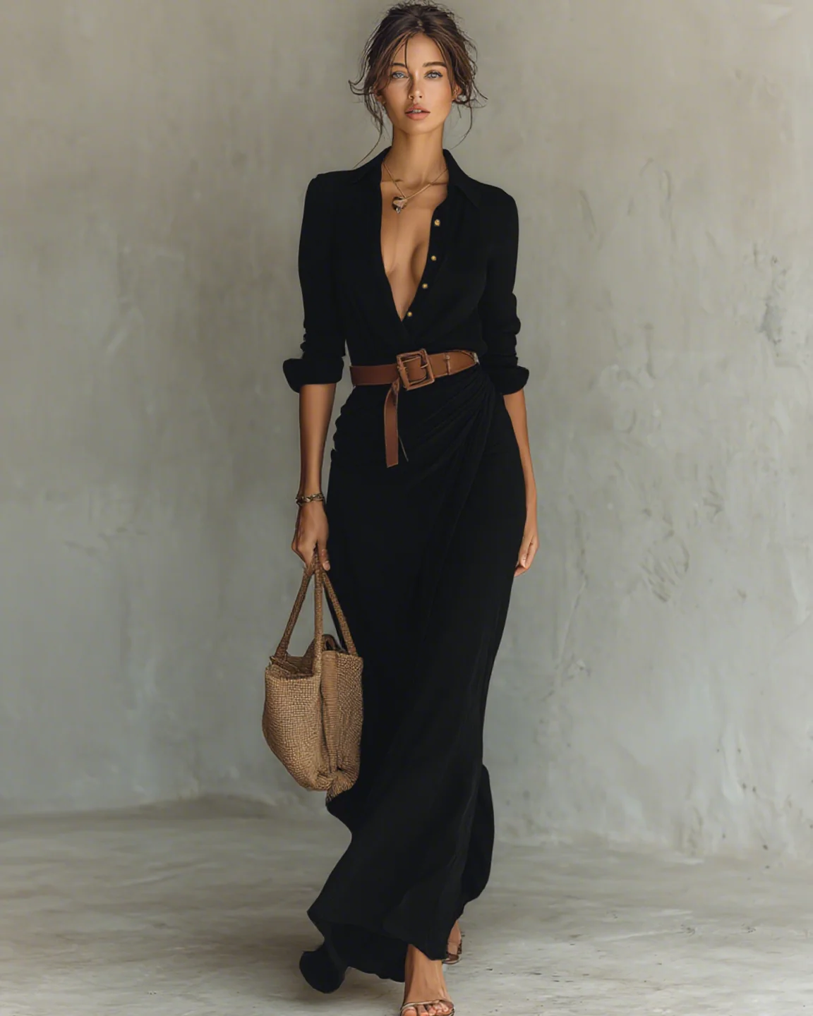 Céline | Robe Longue Femme Maxi Élégante avec Manches Longues et Ceinture – Image 8