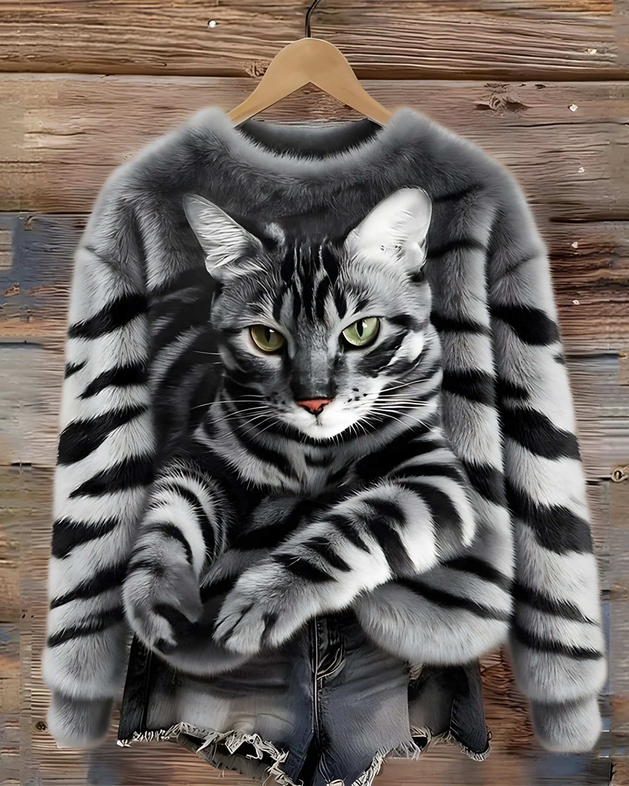 Charlie | Pull Chaud Imprimé Chat Confortable et Tendance – Image 2